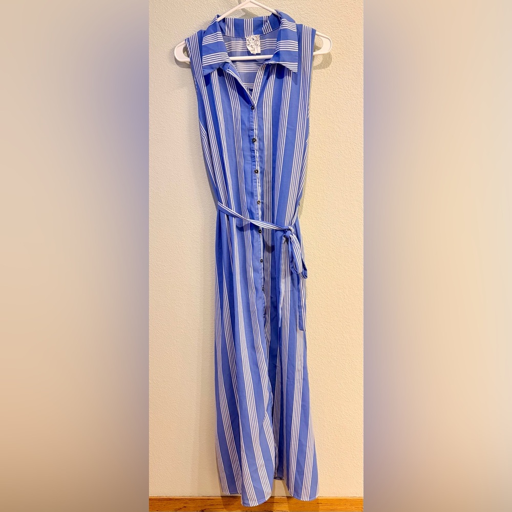 NAIF Petite Blue and White Striped Summer Dress